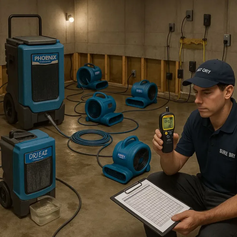 Structural Drying and Dehumidification process in Wheeler, TX